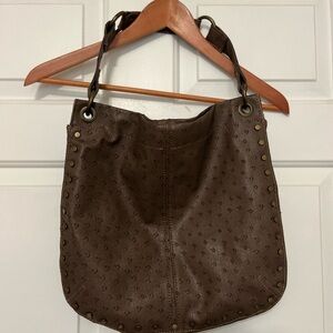 Vintage Allan Edward Contemporary Brown Studded Shoulder Bag